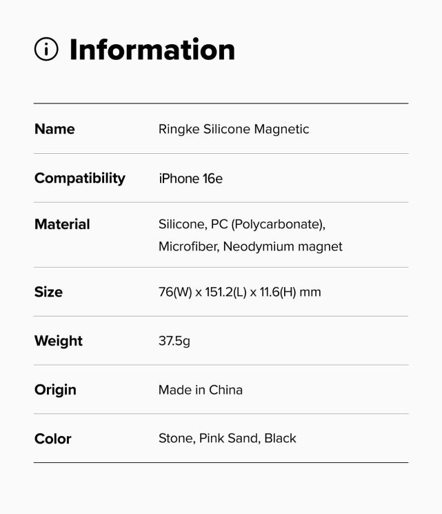 Защитный чехол Ringke Silicone Magnetic для Apple iPhone 16e (8800293852810) - Black: фото 10 из 10