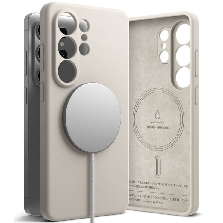 Защитный чехол Ringke Silicone Magnetic для Samsung Galaxy S26 Ultra (S948) 8800328814752 - Stone: фото 4 из 18