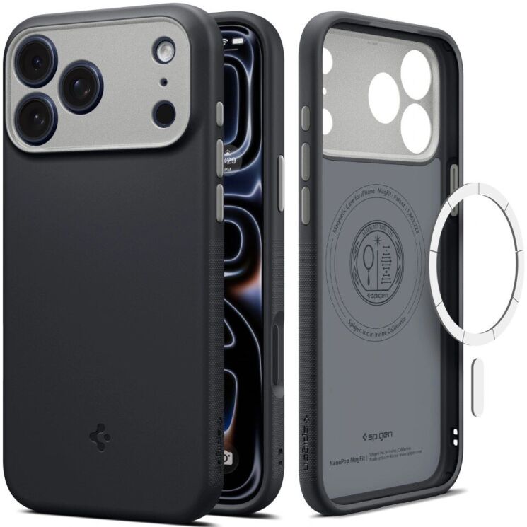 Захисний чохол Spigen Nano Pop (MagFit) для iPhone 18 Pro Max / 17 Pro Max (ACS12142) - Black (440303B) Захисний чохол Spigen Nano Pop (MagFit) для iPhone 18 Pro Max / 17 Pro Max (ACS12142) - Black: фото 1 з 10