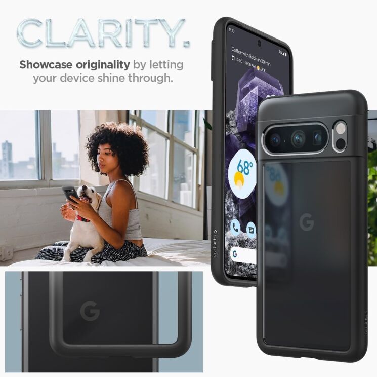 Защитный чехол Spigen (SGP) Crystal Hybrid для Google Pixel 8 Pro - Matte Black: фото 12 из 18
