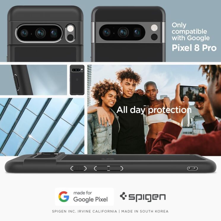 Защитный чехол Spigen (SGP) Crystal Hybrid для Google Pixel 8 Pro - Matte Black: фото 17 из 18