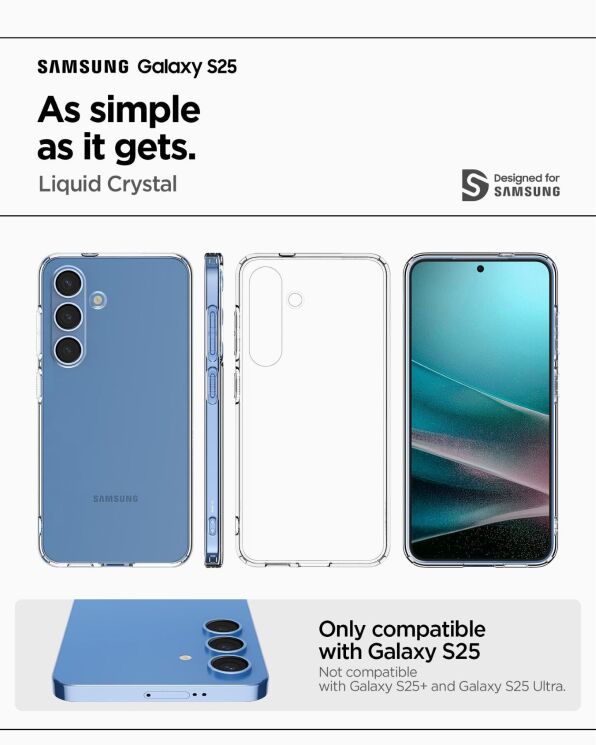 Защитный чехол Spigen (SGP) Liquid Crystal для Samsung Galaxy S25 (S931) ACS08995 - Crystal Clear: фото 10 из 16