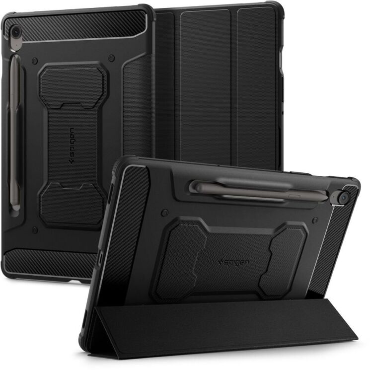 Захисний чохол Spigen (SGP) Rugged Armor Pro для Samsung Galaxy Tab S9 / Tab S9 FE / Tab S10 FE (X710/716/X510/516/X520/526) ACS09380 - Black: фото 1 з 17