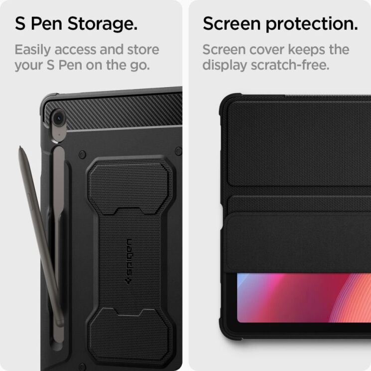 Захисний чохол Spigen (SGP) Rugged Armor Pro для Samsung Galaxy Tab S9 / Tab S9 FE / Tab S10 FE (X710/716/X510/516/X520/526) ACS09380 - Black: фото 17 з 17