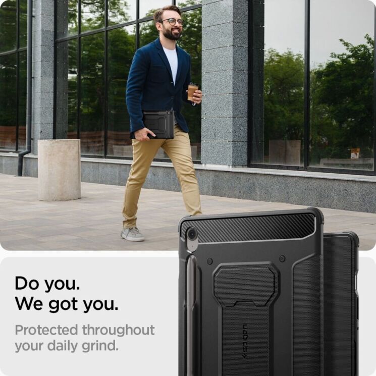 Захисний чохол Spigen (SGP) Rugged Armor Pro для Samsung Galaxy Tab S9 / Tab S9 FE / Tab S10 FE (X710/716/X510/516/X520/526) ACS09380 - Black: фото 14 з 17