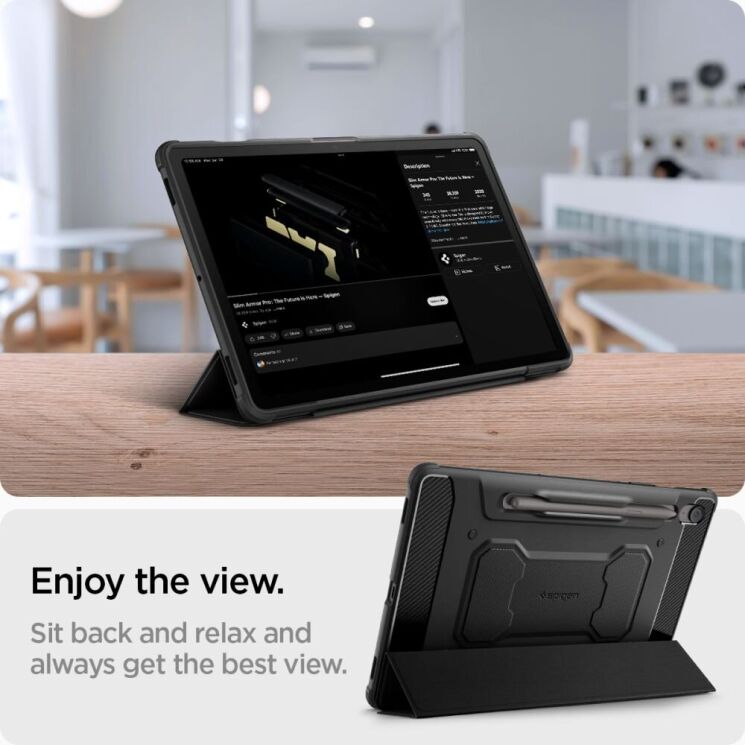 Захисний чохол Spigen (SGP) Rugged Armor Pro для Samsung Galaxy Tab S9 / Tab S9 FE / Tab S10 FE (X710/716/X510/516/X520/526) ACS09380 - Black: фото 15 з 17