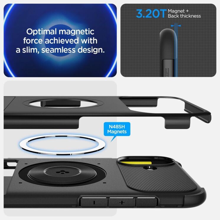 Защитный чехол Spigen (SGP) Slim Armor (MagFit) для Apple iPhone 16 Plus (ACS08098) - Black: фото 5 из 9