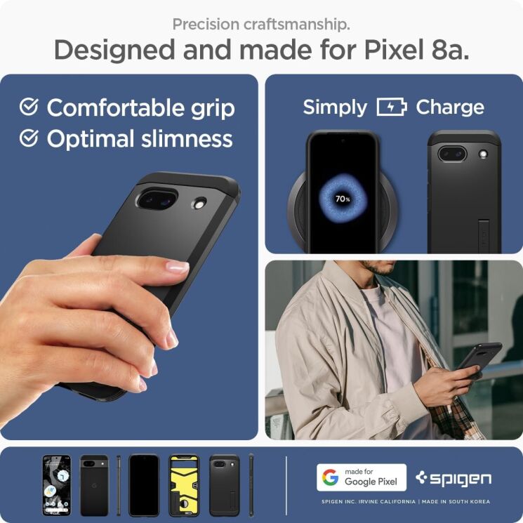 Защитный чехол Spigen (SGP) Tough Armor для Google Pixel 8A - Black: фото 14 из 19