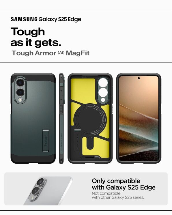 Защитный чехол Spigen (SGP) Tough Armor (MagFit) для Samsung Galaxy S25 Edge (S937) ACS09422 - Black: фото 18 из 23