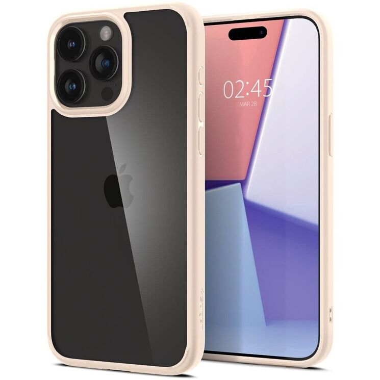Защитный чехол Spigen (SGP) Ultra Hybrid для Apple iPhone 15 Pro - Mute Beige: фото 2 из 14