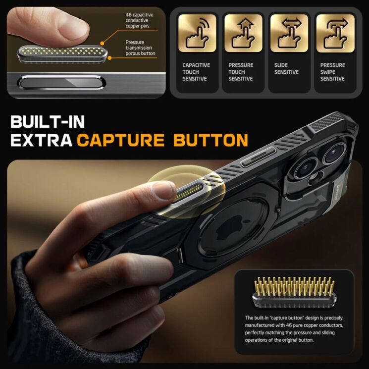 Защитный чехол Supcase UB Grip MagSafe для Apple iPhone 16 (843439150317) - Black: фото 6 из 11