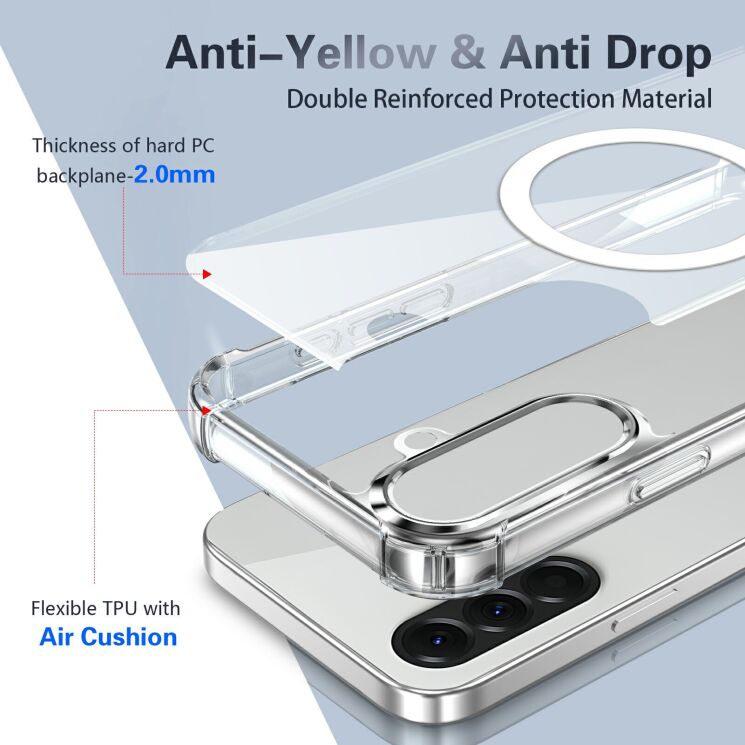 Защитный чехол UniCase AirBag Flow MagSafe для Samsung Galaxy A57 (A576) - Transparent: фото 4 из 14