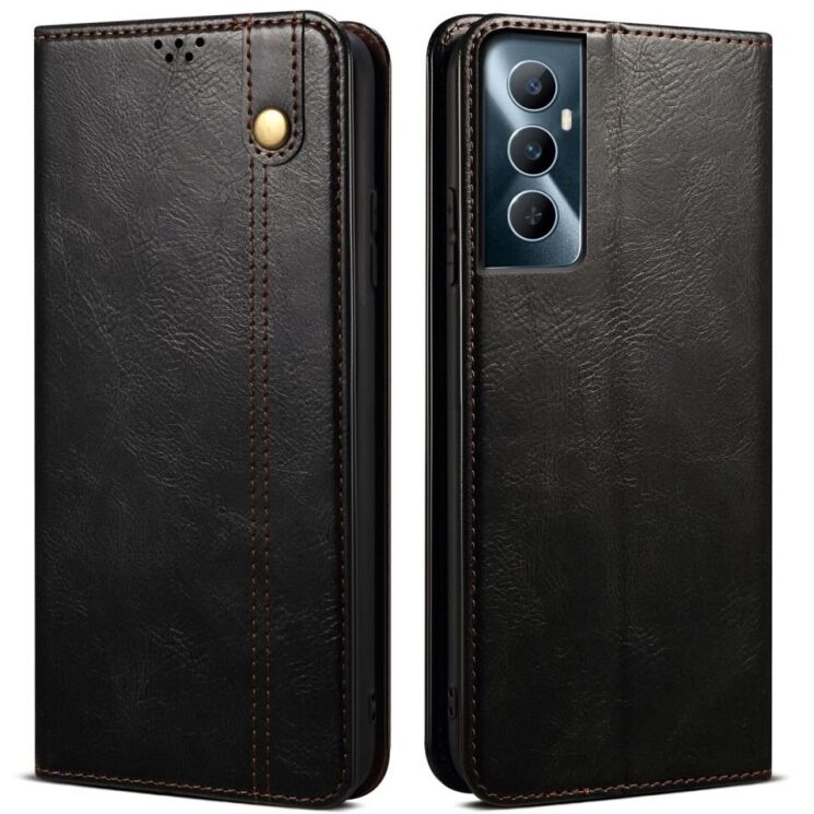 Защитный чехол UniCase Leather Wallet для Realme C65 - Black: фото 1 из 7