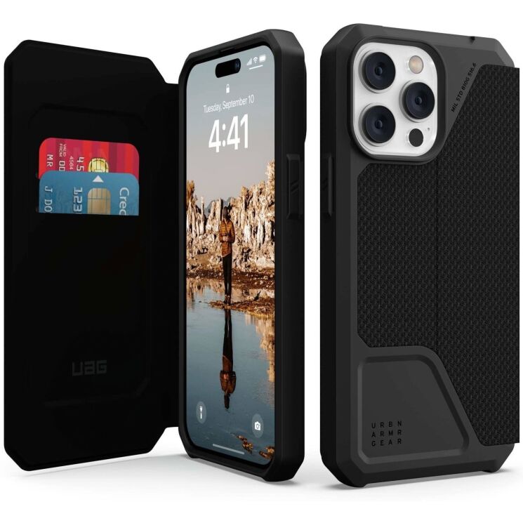Защитный чехол URBAN ARMOR GEAR (UAG) Metropolis для Apple iPhone 14 Pro Max - Kevlar Black: фото 1 из 10