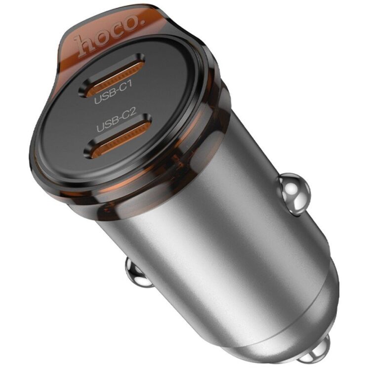 Автомобильное зарядное устройство Hoco NZ16B 45W (2Type-C) - Silver: фото 2 из 7