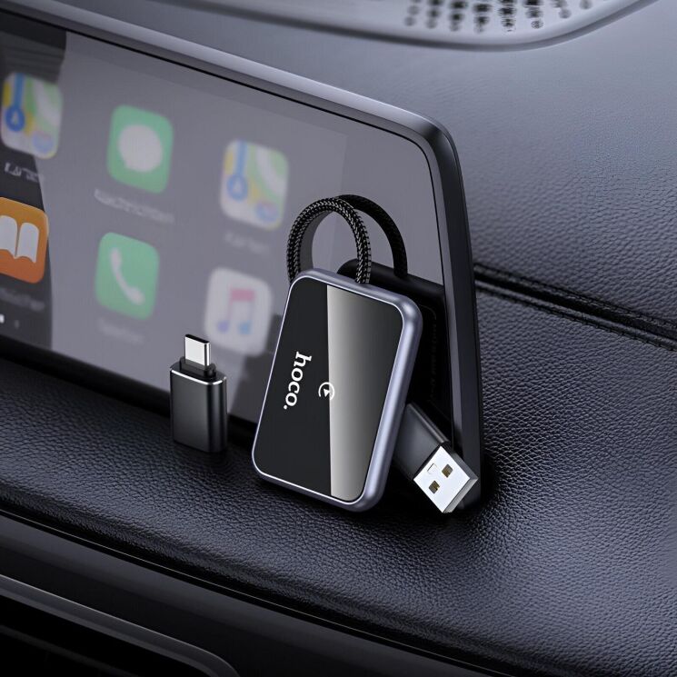 Беспроводной автомобильный адаптер Hoco HU1 (Wireless Apple CarPlay) - Black: фото 8 из 8