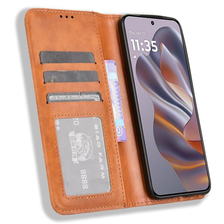 Чехол Deexe Retro Style для Motorola Edge 50 Neo - Brown: фото 2 из 7
