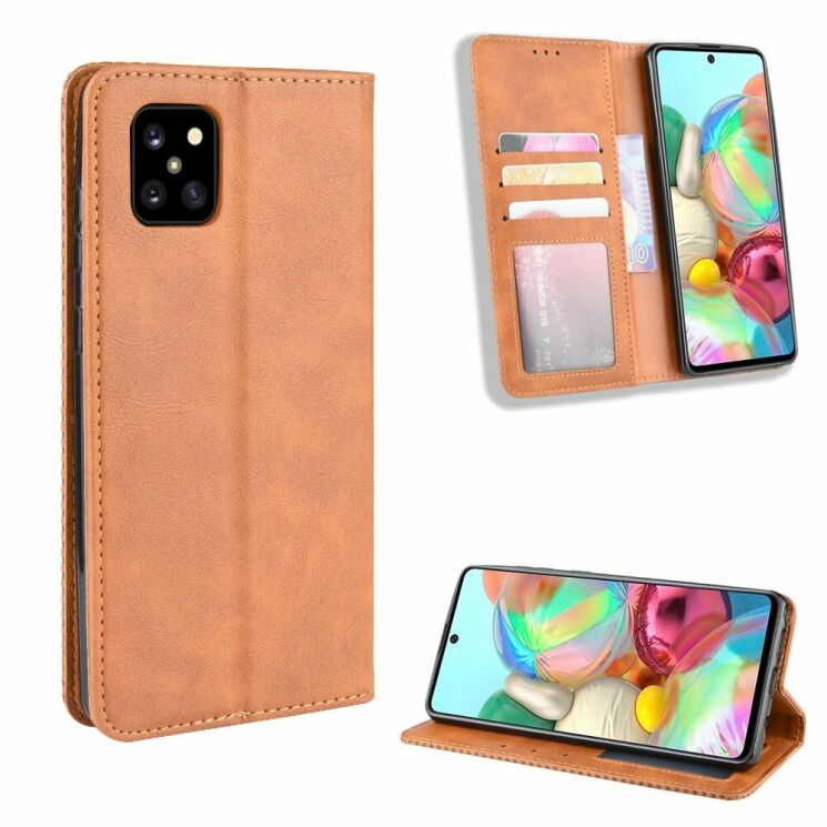 Чехол Deexe Retro Style для Samsung Galaxy Note 10 Lite (N770) - Brown: фото 6 из 12