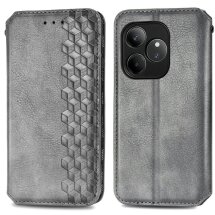 Чехол Deexe Rhombus Wallet для Realme GT 6 - Grey: фото 1 из 7