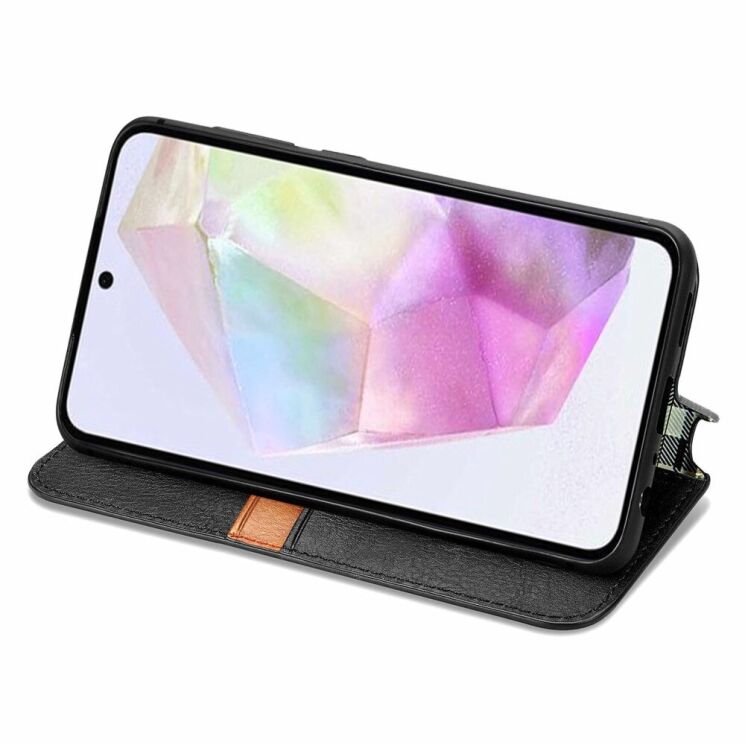 Чехол Deexe Rhombus Wallet для Samsung Galaxy A35 (A356) - Black: фото 3 из 6