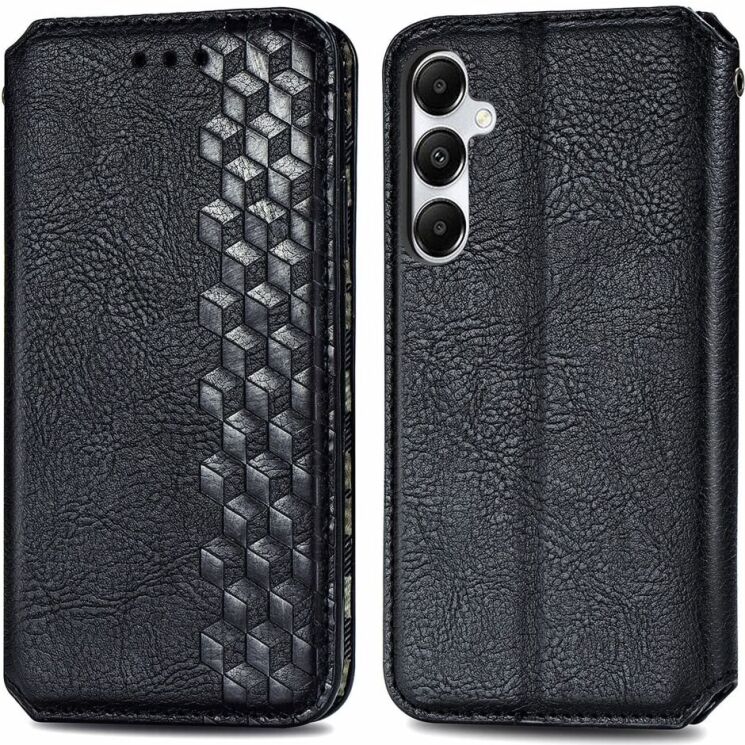 Чехол Deexe Rhombus Wallet для Samsung Galaxy A35 (A356) - Black: фото 1 из 6