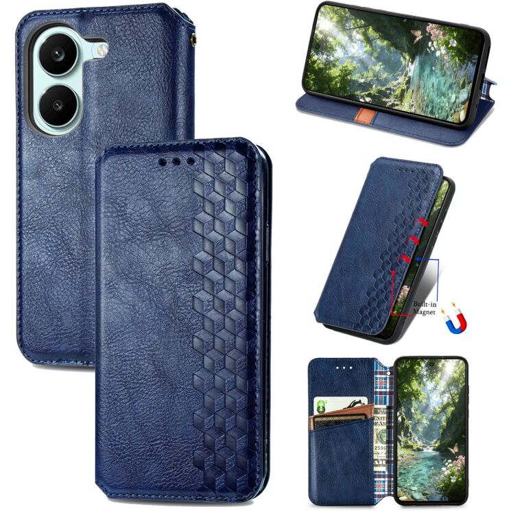 Чехол Deexe Rhombus Wallet для Xiaomi Poco X8 Pro - Blue: фото 4 из 10