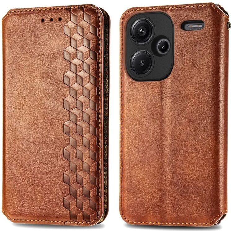 Чехол Deexe Rhombus Wallet для Xiaomi Redmi Note 13 Pro+ - Brown: фото 1 из 6