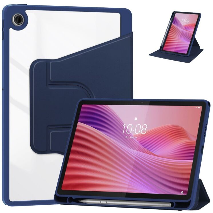 Чехол Deexe Rotary Case для Lenovo Tab (TB311) - Dark Blue: фото 1 из 7