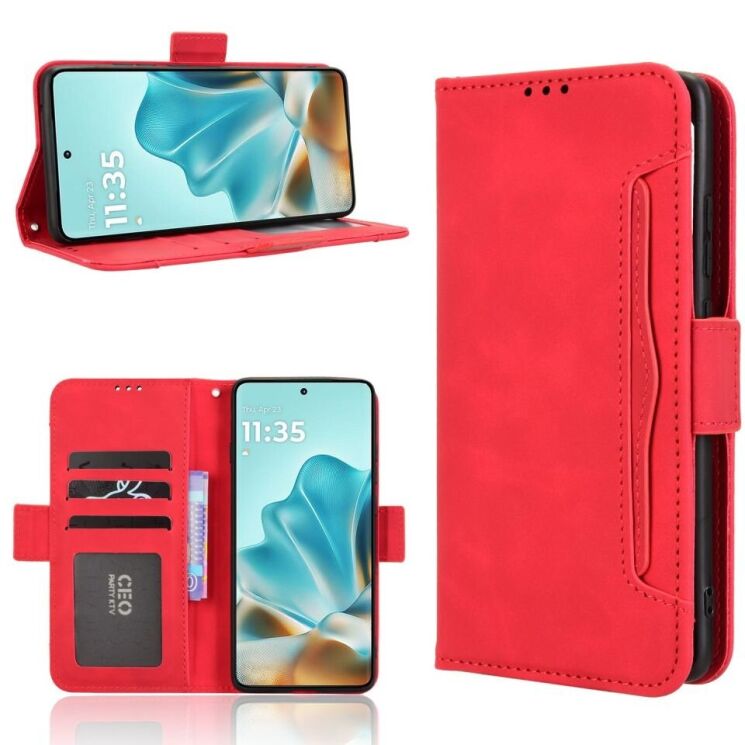 Чехол Deexe Wallet Stand для Motorola Edge 60 / Edge 60 Fusion - Red: фото 1 из 13