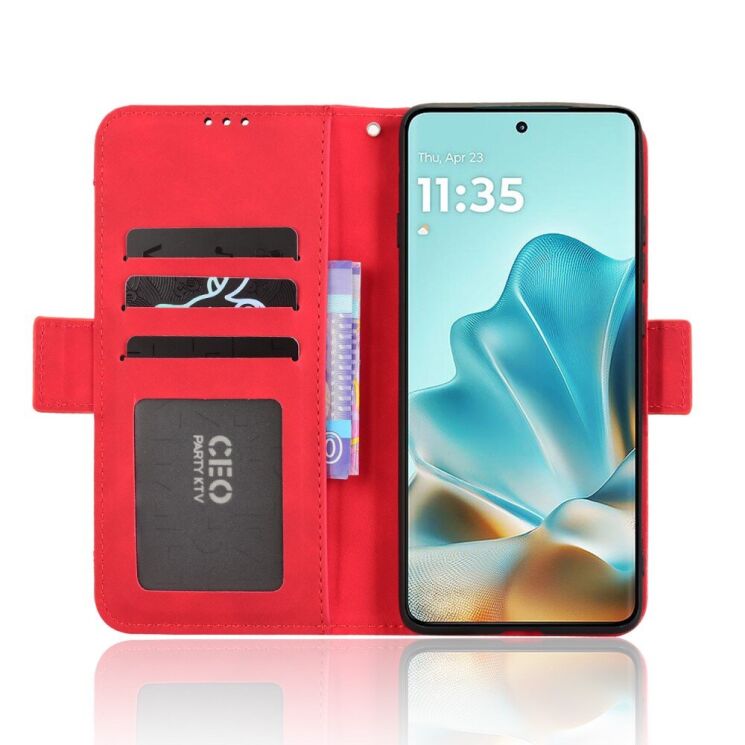Чехол Deexe Wallet Stand для Motorola Edge 60 / Edge 60 Fusion - Red: фото 5 из 13