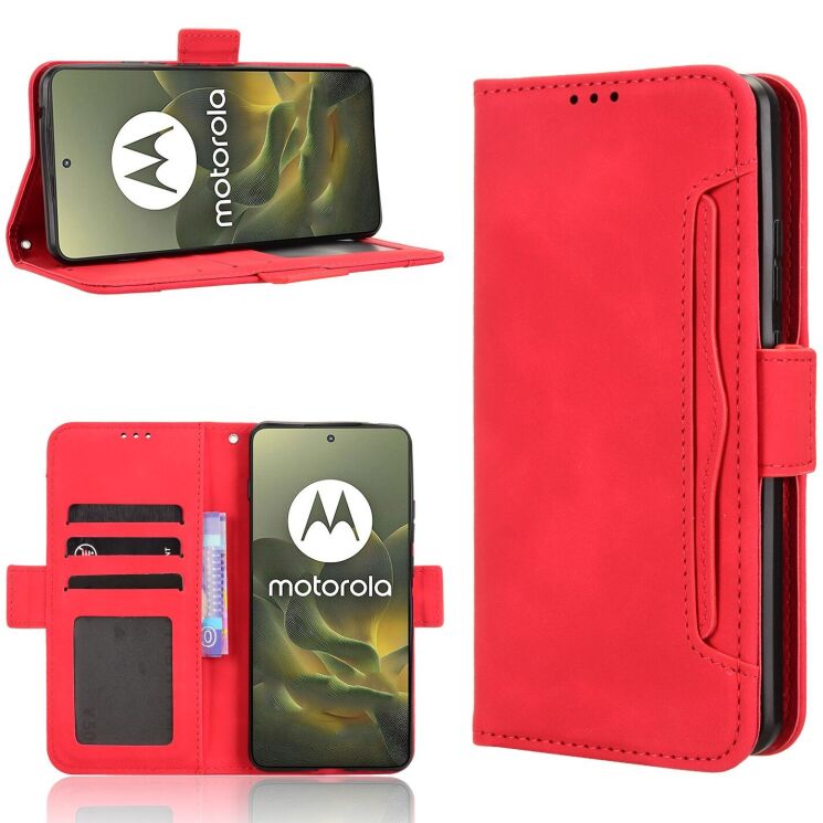 Чохол-книжка з кишеньками Deexe Wallet Stand для Motorola Edge 70 - Red: фото 8 з 15