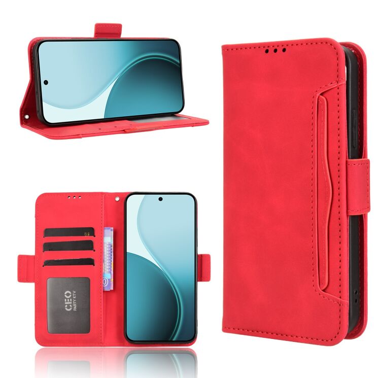 Чохол Deexe Wallet Stand для OPPO Reno 14 F/FS - Red: фото 8 з 15