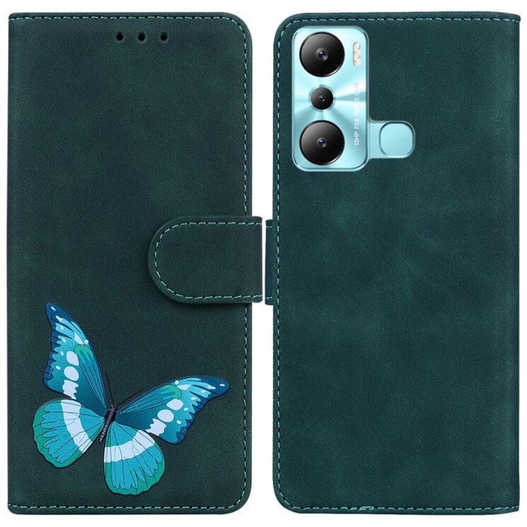Чехол-книжка Deexe Butterfly Pattern для Infinix Hot 20i (X665E) - Green: фото 1 из 8