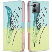 Чохол-книжка Deexe Color Wallet для Motorola Moto G14 - Feather and Birds: фото 1 з 7