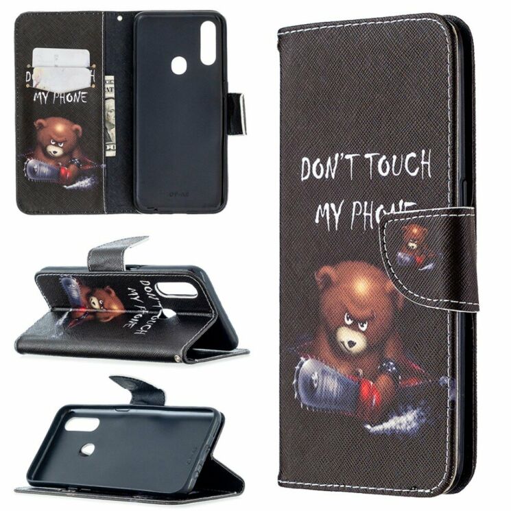 Чехол-книжка Deexe Color Wallet для OPPO A31 - Brown Bear and Warning Words: фото 1 из 9
