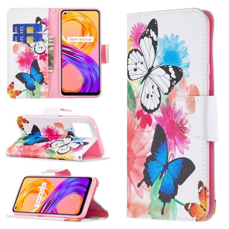 Чохол-книжка Deexe Color Wallet для Realme 8 / 8 Pro - Vivid Butterflies: фото 1 з 8