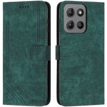 Чехол-книжка Deexe Lines Series для Motorola Moto G15 - Green: фото 1 из 11