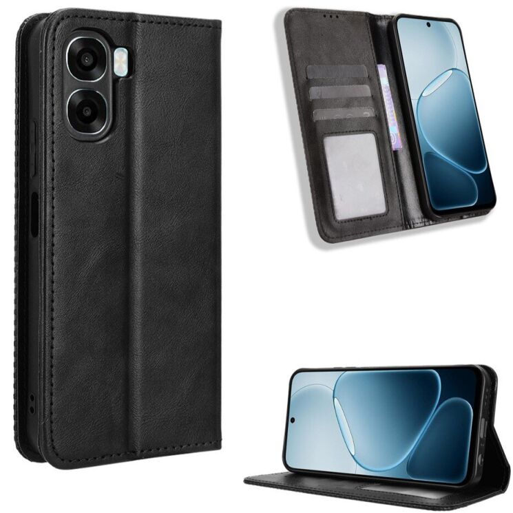 Чохол-книжка Deexe Retro Style для OPPO A6x - Black: фото 2 з 19