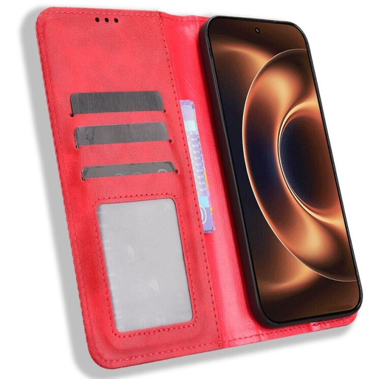 Чехол-книжка Deexe Retro Style для Xiaomi 17 Ultra - Red: фото 6 из 20
