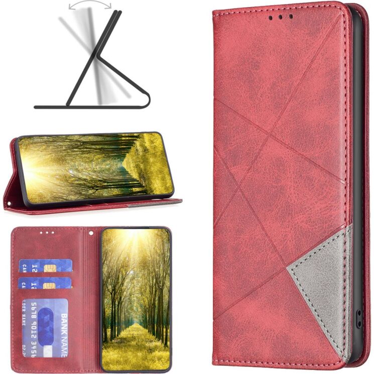 Чехол-книжка с карманами UniCase Geometric Pattern для Google Pixel 11 / 11 Pro - Red: фото 4 из 11