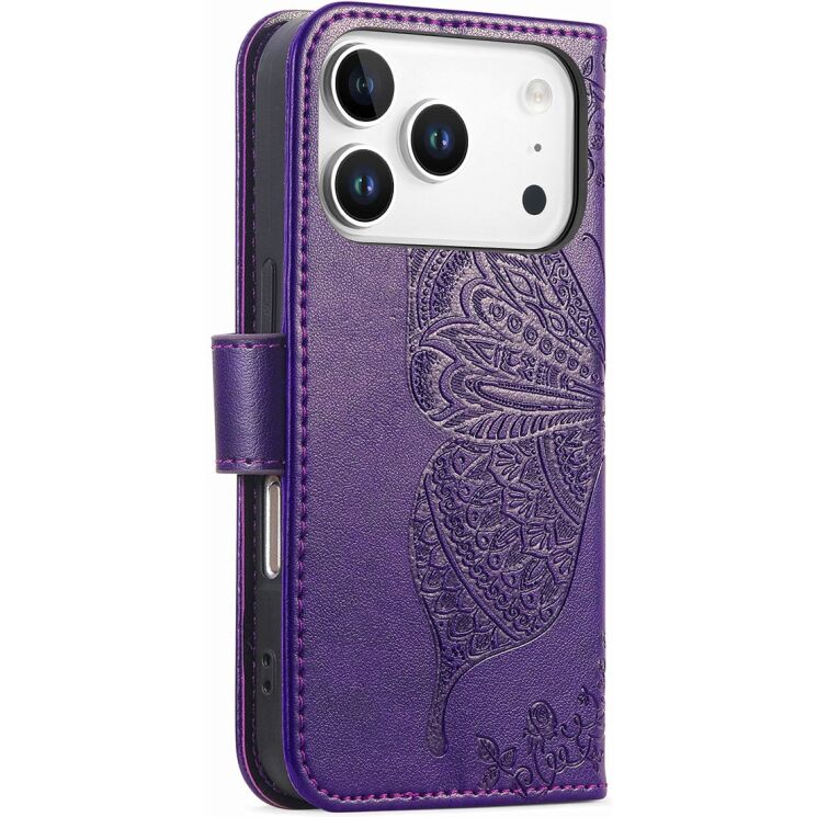 Чохол-книжка з малюнком UniCase Butterfly Pattern для iPhone 18 Pro Max / 17 Pro Max - Dark Purple: фото 6 з 9
