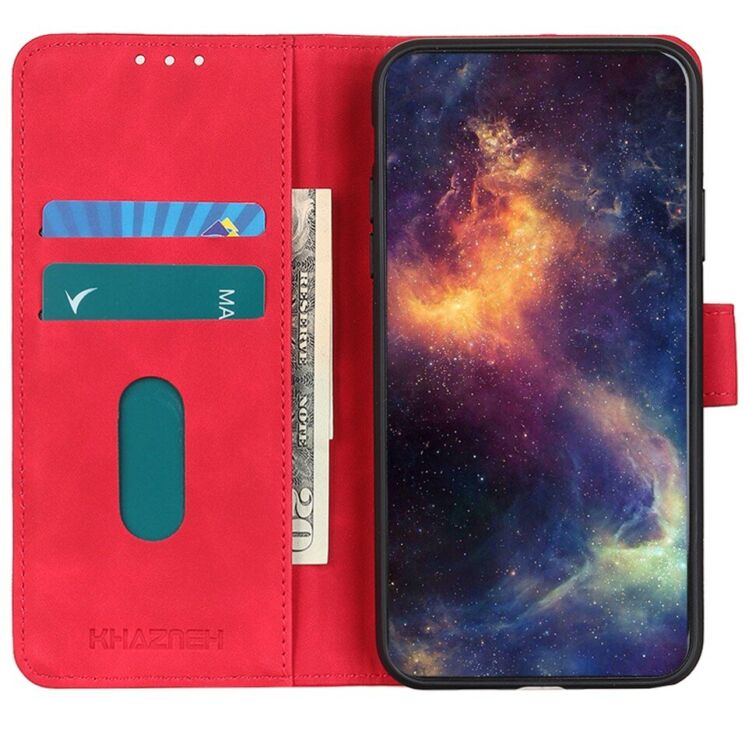 Чохол-книжка з застібкою KHAZNEH Retro Wallet для Motorola Moto G77 - Red: фото 3 з 10