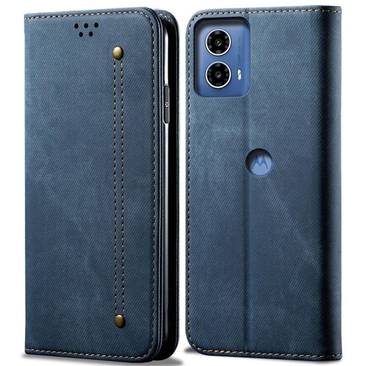 Чехол-книжка UniCase Jeans Wallet для Motorola Moto G24 / G04 / G04s / E14 - Blue: фото 1 из 6