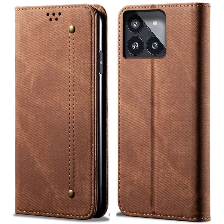 Чехол-книжка UniCase Jeans Wallet для Xiaomi Poco F6 Pro - Coffee: фото 1 из 6