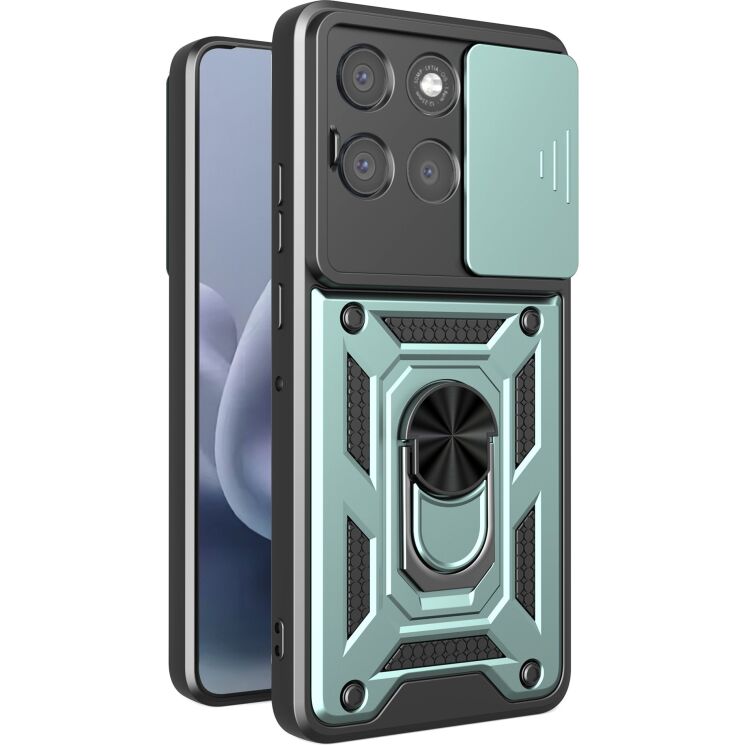 Чехол с защитой камеры Deexe Armor Shield для Motorola Moto G77 - Green: фото 1 из 9