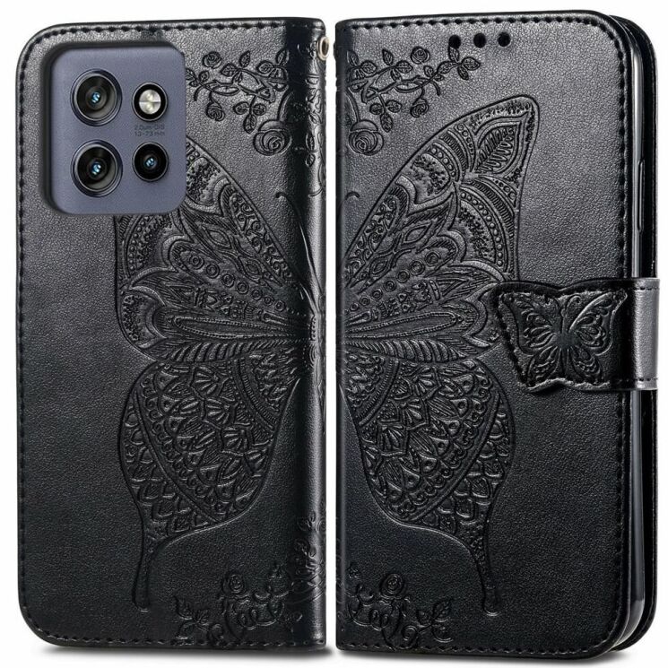 Чехол UniCase Butterfly Pattern для Motorola Edge 50 Neo - Black: фото 1 из 7