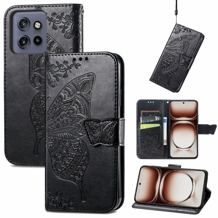 Чехол UniCase Butterfly Pattern для Motorola Edge 50 Neo - Black: фото 4 из 7
