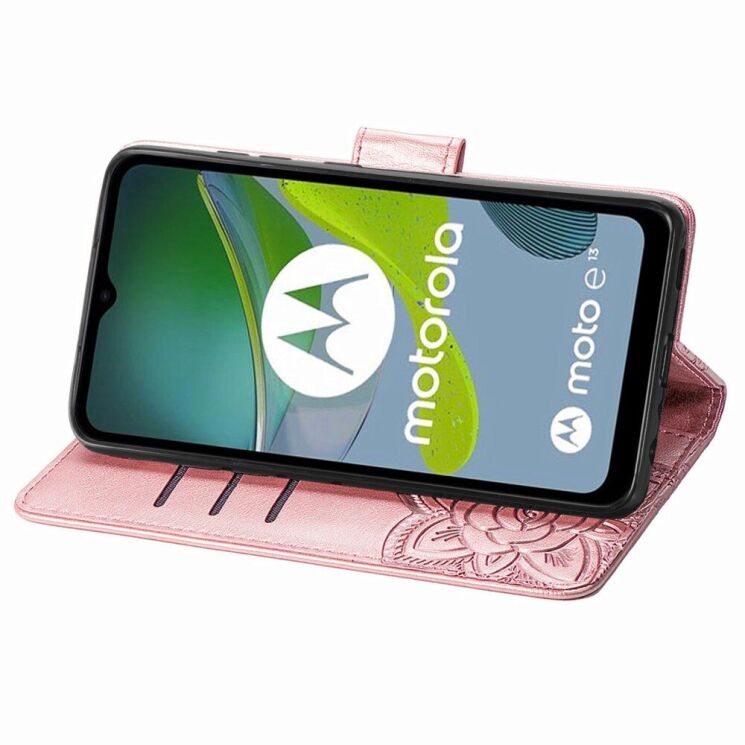 Чехол UniCase Butterfly Pattern для Motorola Moto E13 - Rose Gold: фото 3 из 10