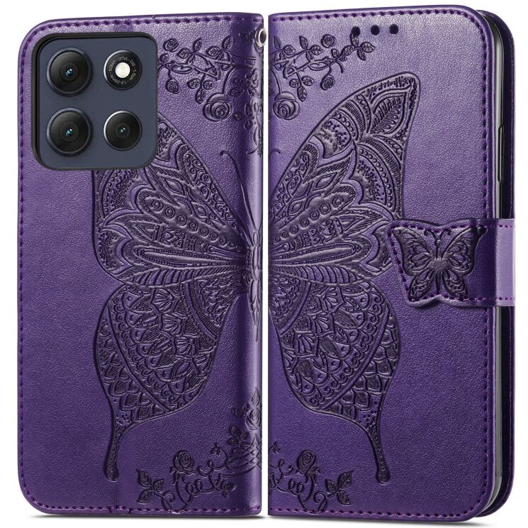 Чехол UniCase Butterfly Pattern для Motorola Moto G86 - Dark Purple: фото 3 из 10