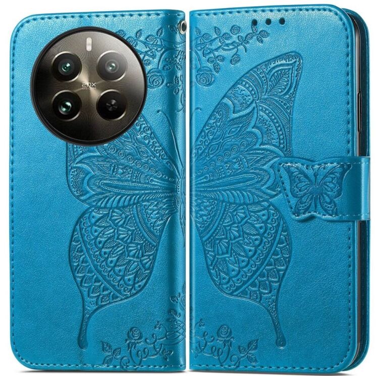 Чехол UniCase Butterfly Pattern для Realme 12 / 12 Plus - Blue: фото 1 из 8